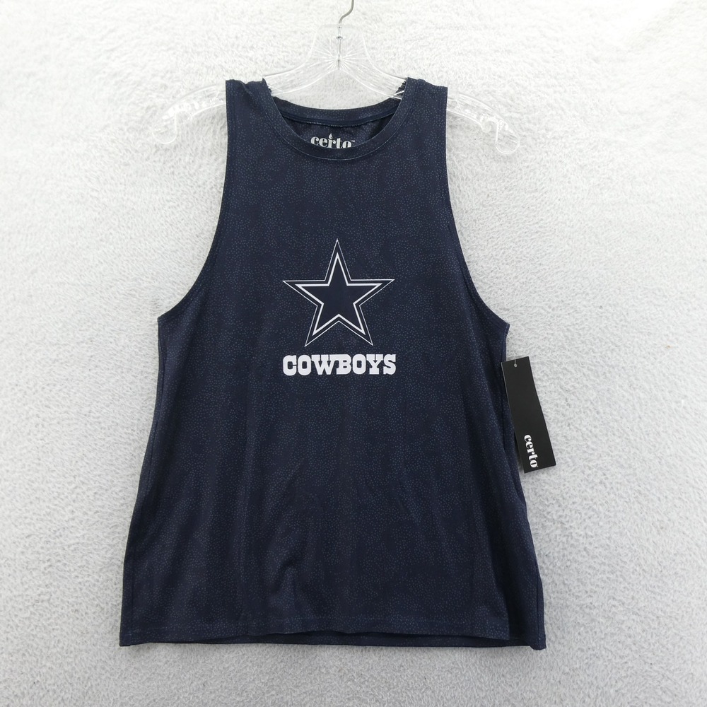 Certo Tank Top Women Small Dallas Cowboys Navy Blue Star Stretch Polyester Blend